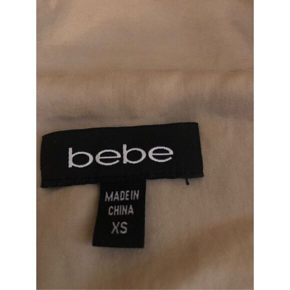 BEBE Tan "Kendra" Collared V-Neck Faux-Wrap Mini-Length Size XS - Picture 12 of 13